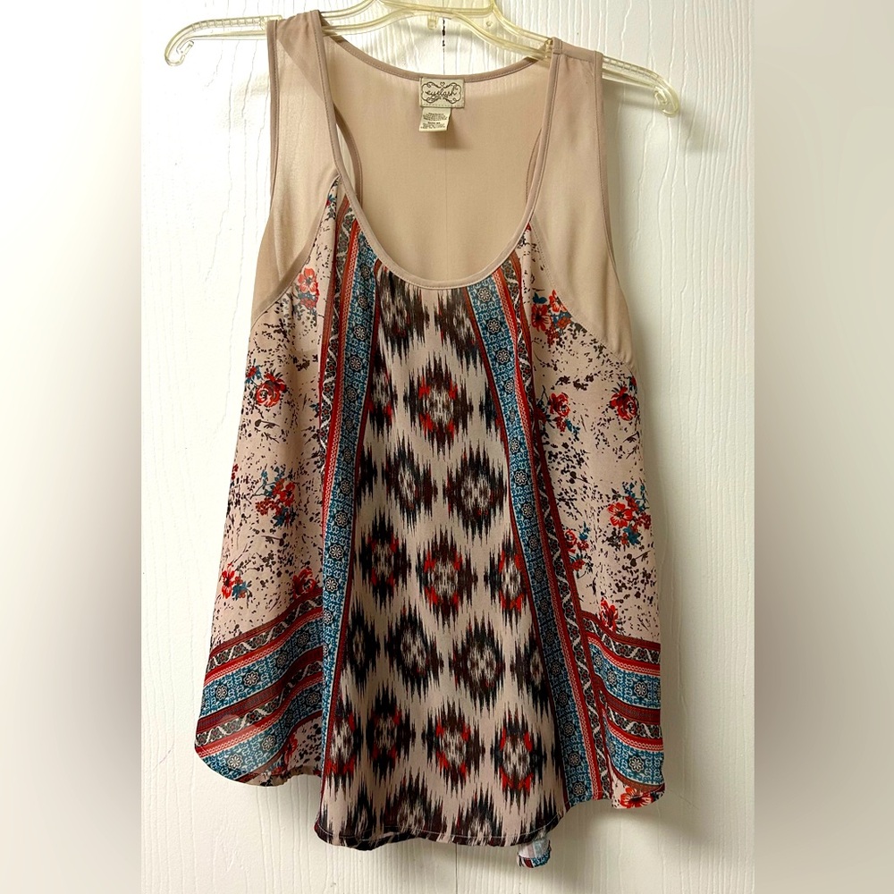 Eyelash Couture Sleeveless Print Blouse Size XL